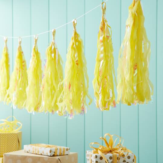 Yellow Tissue Tassel Garland by Celebrate It™
